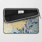 Festive, Floral Prints and Leaves, Yellow, Gray, Navy Blue, Teal Laptop Sleeve Gallery Image 2