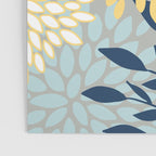 Festive, Floral Prints and Leaves, Yellow, Gray, Navy Blue, Teal Poster Gallery Image 3