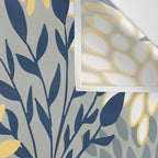 Festive, Floral Prints and Leaves, Yellow, Gray, Navy Blue, Teal Wall Tapestry Gallery Image 3