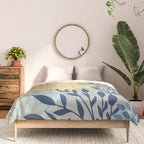 Festive, Floral Prints and Leaves, Yellow, Gray, Navy Blue, Teal Comforter Gallery Image 3