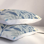 Festive, Floral Prints and Leaves, Yellow, Gray, Navy Blue, Teal Pillow Sham Gallery Image 3