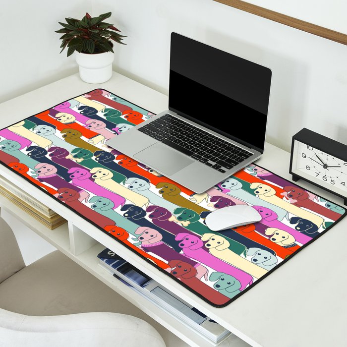 colored doggie pattern Desk Mat Gallery Image 2