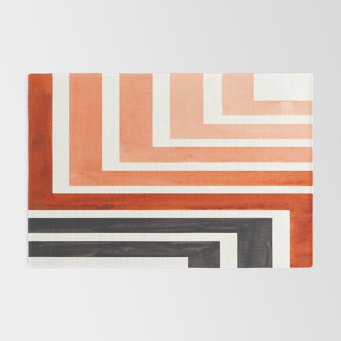 Burnt Sienna Mid Century Modern Watercolor Colorful Ancient Aztec Art Pattern Minimalist Geometric P Rug Gallery Image 2