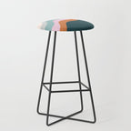 Abstract Diagonal Waves in Teal, Terracotta, and Pink Stool Gallery Image 1