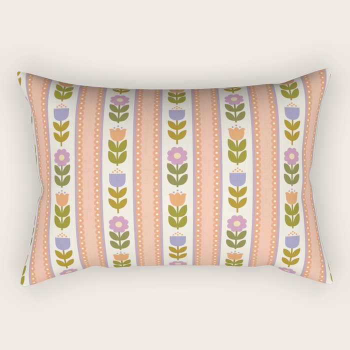 Scandi-Floral Stripes Harvest Rectangular Pillow Gallery Image 1