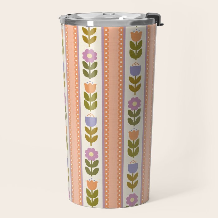 Scandi-Floral Stripes Harvest Travel Mug Gallery Image 2