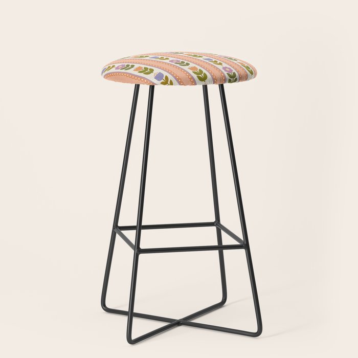 Scandi-Floral Stripes Harvest Stool Gallery Image 1