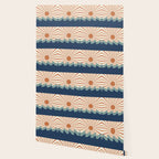 Retro, Sun and Wave Art, Blue and Orange Wallpaper Gallery Image 2