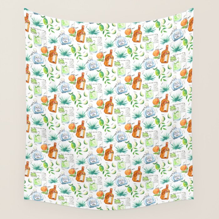 Classic Margarita Cocktail Recipe Wall Tapestry Gallery Image 1