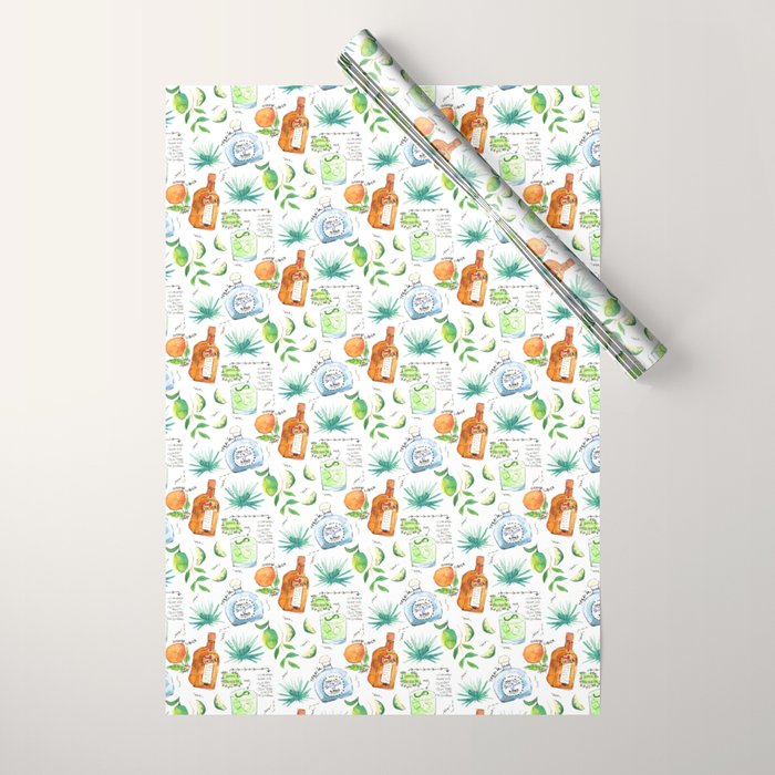 Classic Margarita Cocktail Recipe Wrapping Paper Gallery Image 1