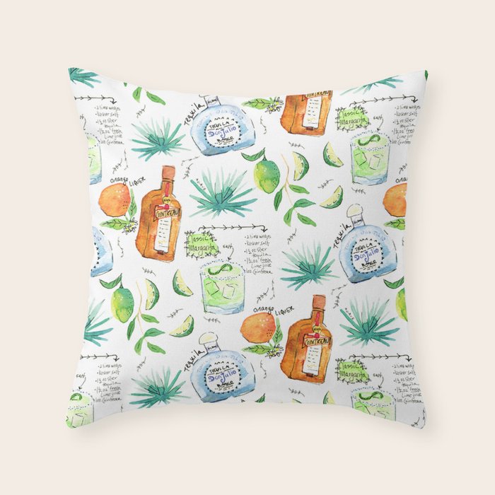 Classic Margarita Cocktail Recipe Throw Pillow Gallery Image 1