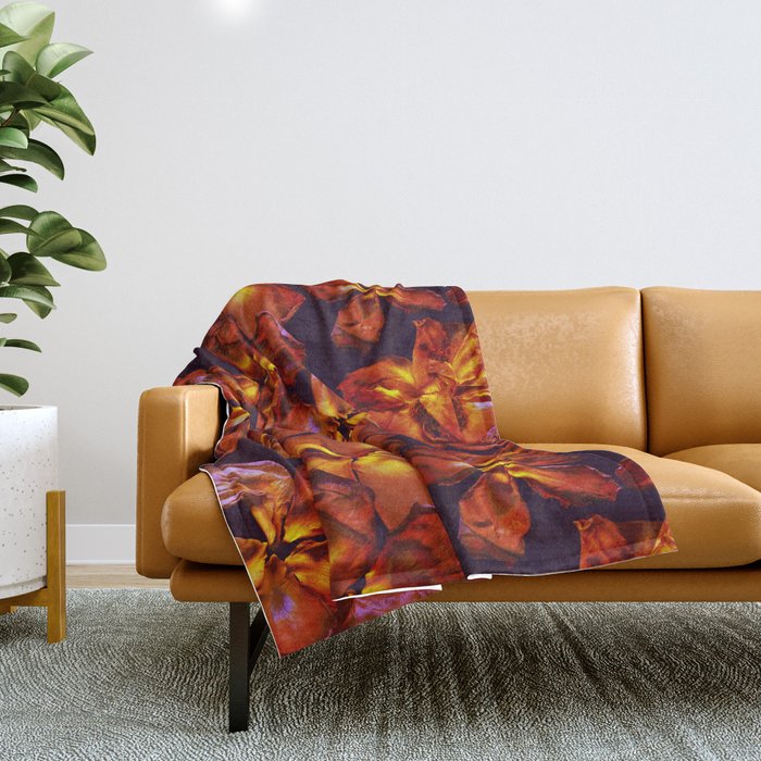Grandma's Red Flowers Throw Blanket Gallery Image 1