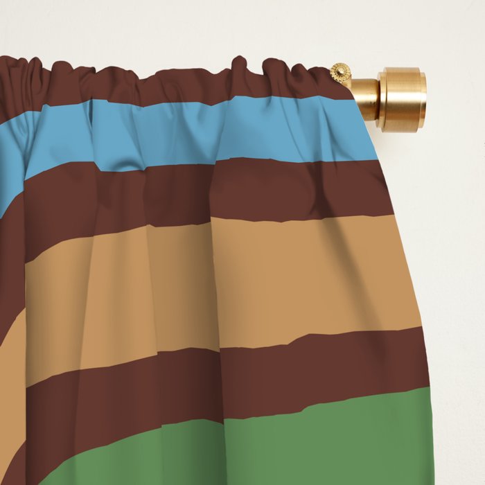 Retro Contemporary Boho Confaab Abstract Multicolored Vertical Pattern on Brown Window Curtain Gallery Image 2