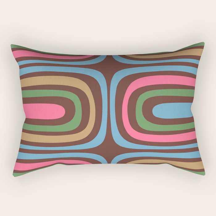 Retro Contemporary Boho Confaab Abstract Multicolored Vertical Pattern on Brown Rectangular Pillow Gallery Image 2