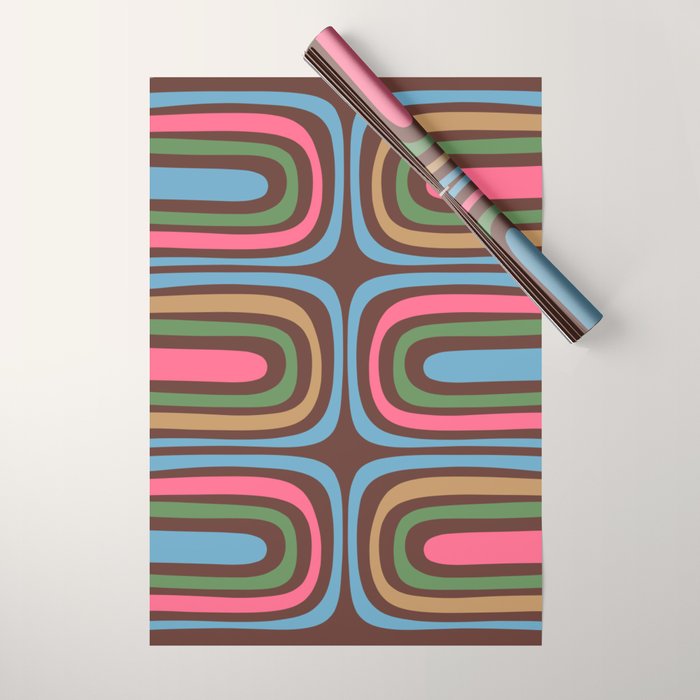 Retro Contemporary Boho Confaab Abstract Multicolored Vertical Pattern on Brown Wrapping Paper Gallery Image 1