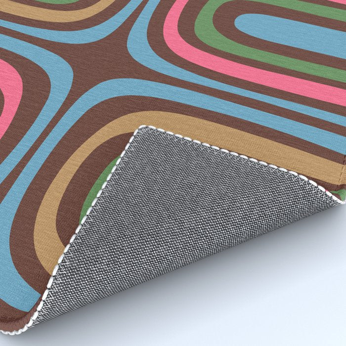 Retro Contemporary Boho Confaab Abstract Multicolored Vertical Pattern on Brown Rug Gallery Image 4