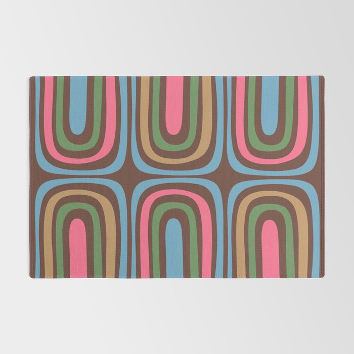 Retro Contemporary Boho Confaab Abstract Multicolored Vertical Pattern on Brown Rug Gallery Image 2