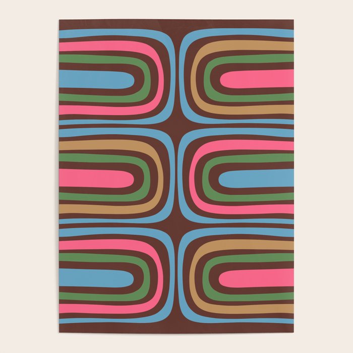 Retro Contemporary Boho Confaab Abstract Multicolored Vertical Pattern on Brown Poster Gallery Image 4