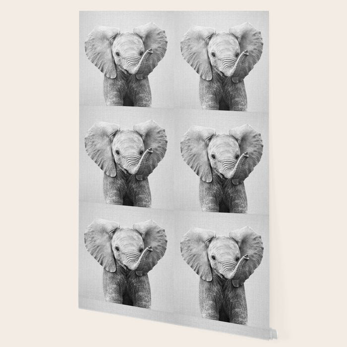 Baby Elephant - Black & White Wallpaper Gallery Image 2