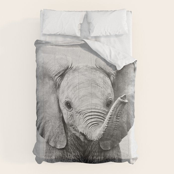 Baby Elephant - Black & White Comforter Gallery Image 1