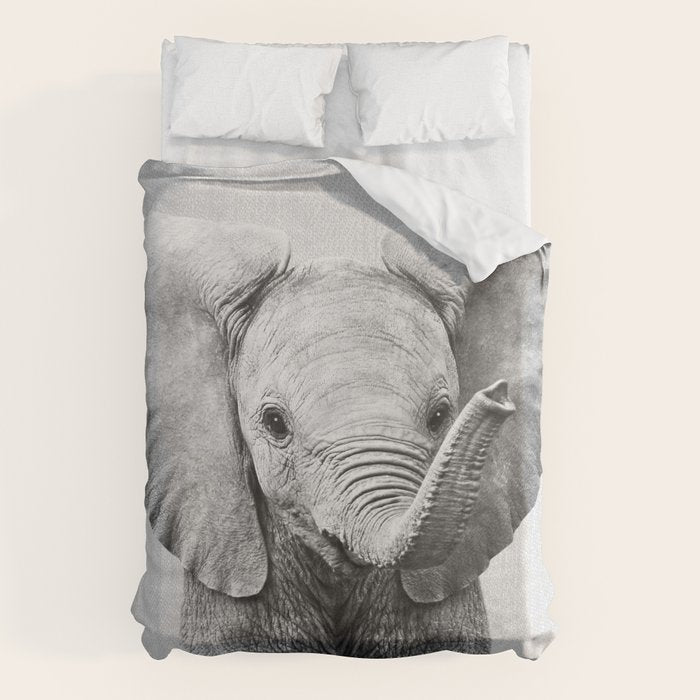Baby Elephant - Black & White Duvet Cover Gallery Image 6