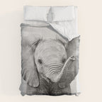 Baby Elephant - Black & White Duvet Cover Gallery Image 6