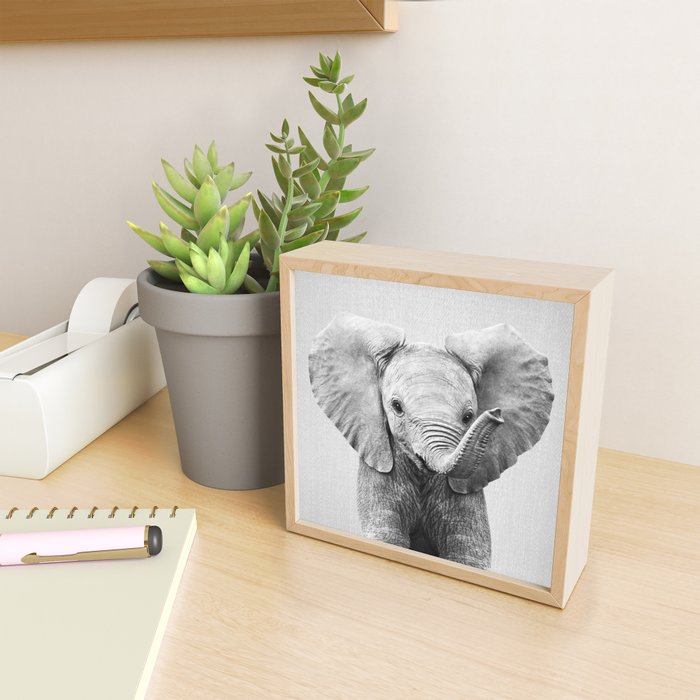 Baby Elephant - Black & White Mini Art Print Gallery Image 2