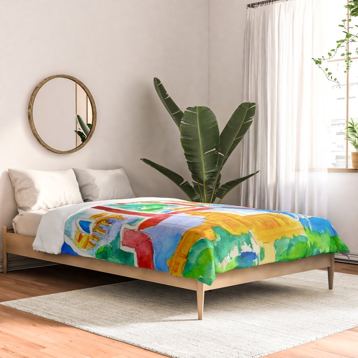 Greetings From Austin Mural watercolor Comforter Gallery Image 2