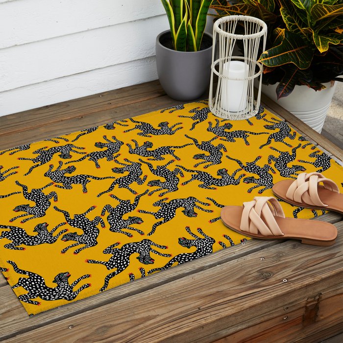 Bold cheetah dance Outdoor Rug Gallery Image 2