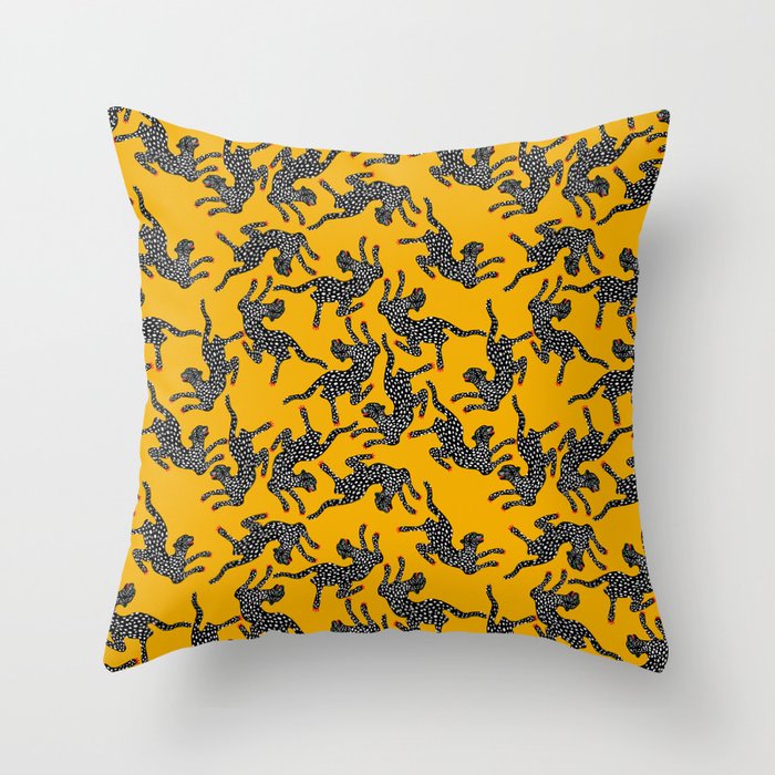 Bold cheetah dance Throw Pillow Gallery Image 1