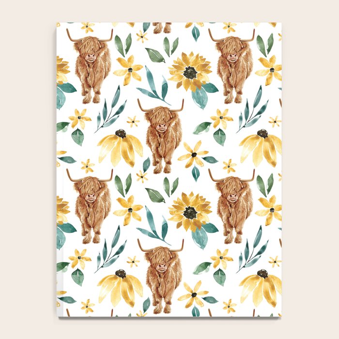 Sunflower Floral Highland Cow Notebook Gallery Image 4