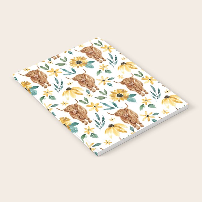 Sunflower Floral Highland Cow Notebook Gallery Image 2