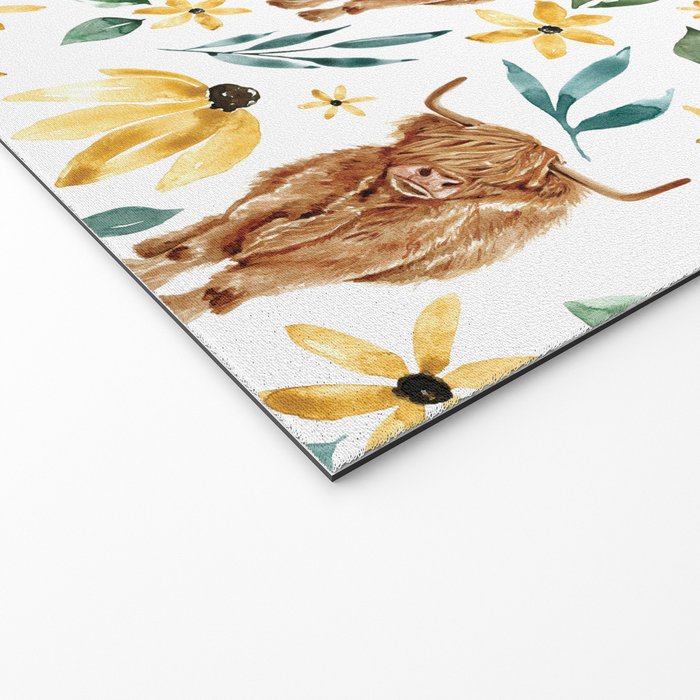 Sunflower Floral Highland Cow Welcome Mat Gallery Image 2