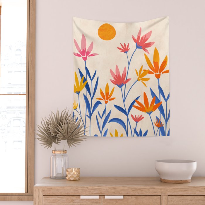 Wild Cosmos Floral Wall Tapestry Gallery Image 2