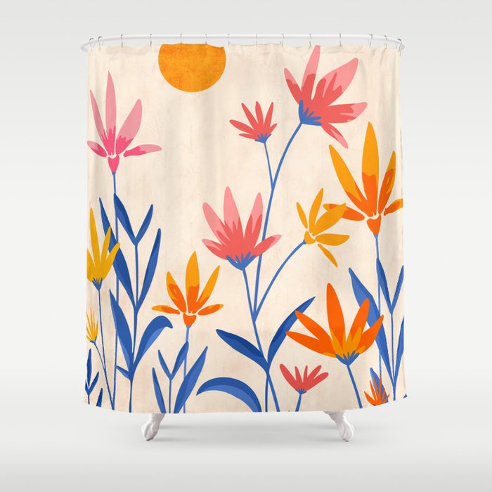 Wild Cosmos Floral Shower Curtain Gallery Image 1