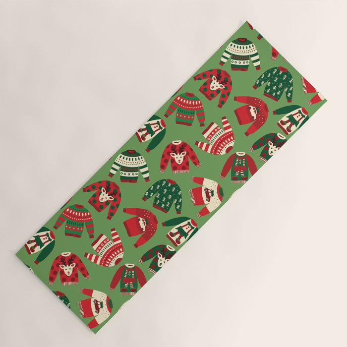 Ugly Christmas Sweaters Pattern Yoga Mat