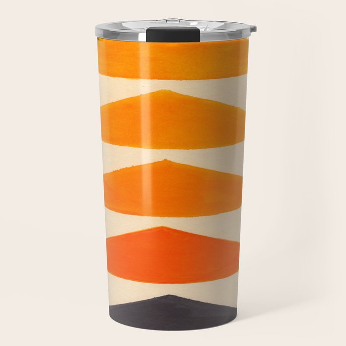 Vintage Scandinavian Orange Geometric Triangle Pattern Travel Mug Gallery Image 1
