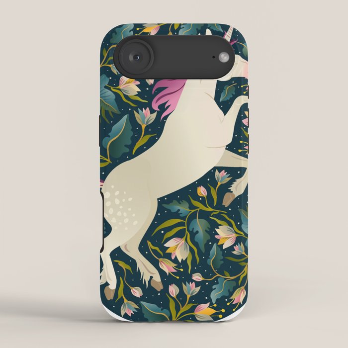 Unicorns on a dark background with a fairy forest iPhone Case Gallery Image 2