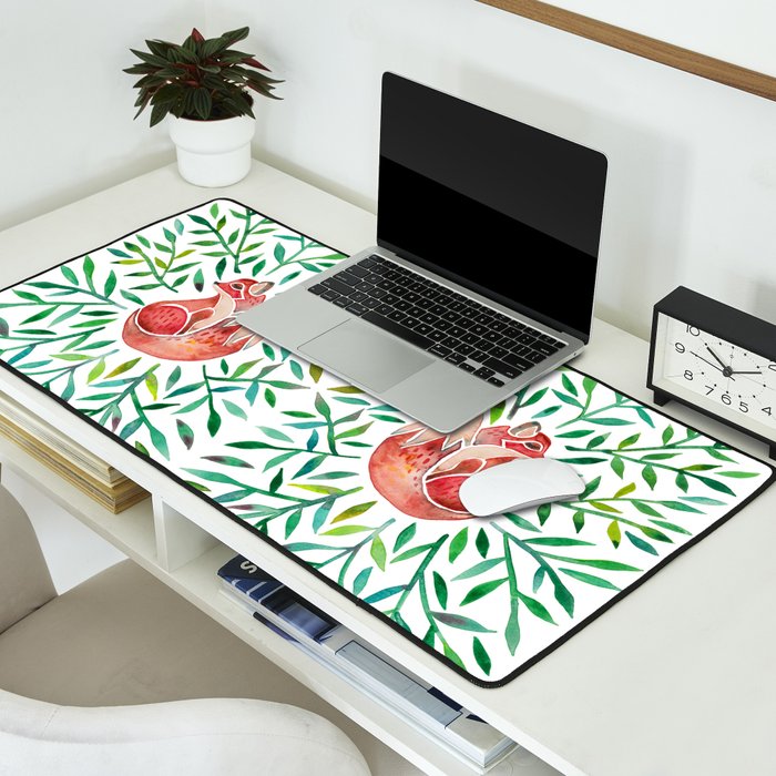 Woodland Fox - Green Leaves Desk Mat Gallery Image 2