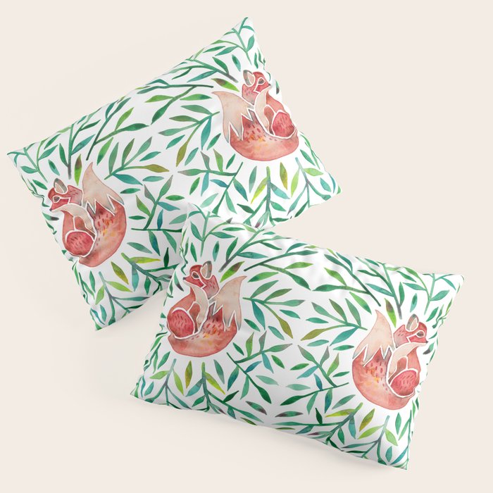 Woodland Fox - Green Leaves Pillow Sham Gallery Image 1