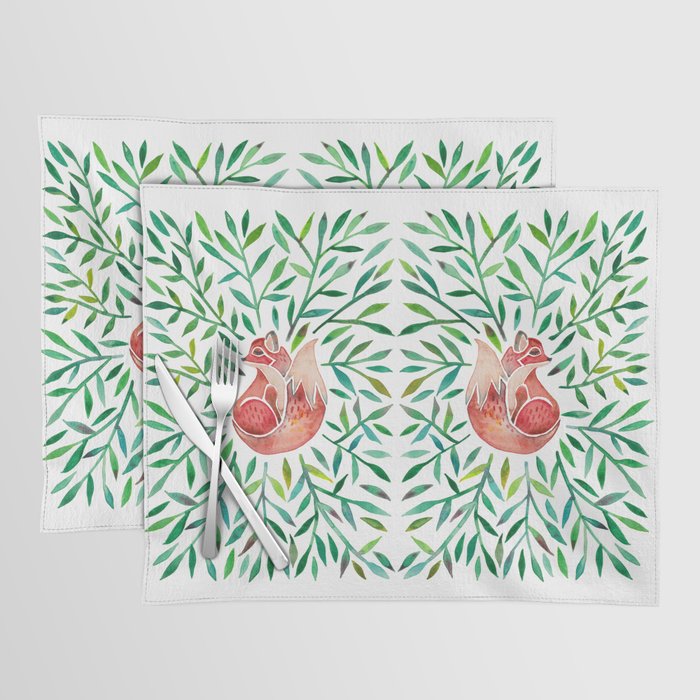 Woodland Fox - Green Leaves Placemat Gallery Image 1
