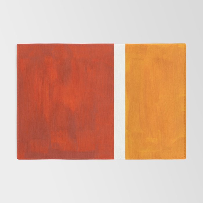 Burnt Orange Yellow Ochre Mid Century Modern Abstract Minimalist Rothko Color Field Squares Rug Gallery Image 2