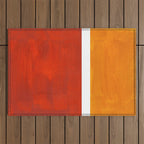 Burnt Orange Yellow Ochre Mid Century Modern Abstract Minimalist Rothko Color Field Squares Outdoor Rug Gallery Image 1