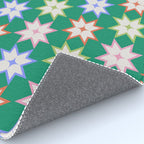 Festive Geometric Star Pattern on Green Rug Gallery Image 4