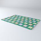 Festive Geometric Star Pattern on Green Rug Gallery Image 3