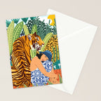 Awaken The Tiger Within Illustration, Wildlife Nature Wall Decor, Jungle Human Nature Connection Stationery Card Gallery Image 2
