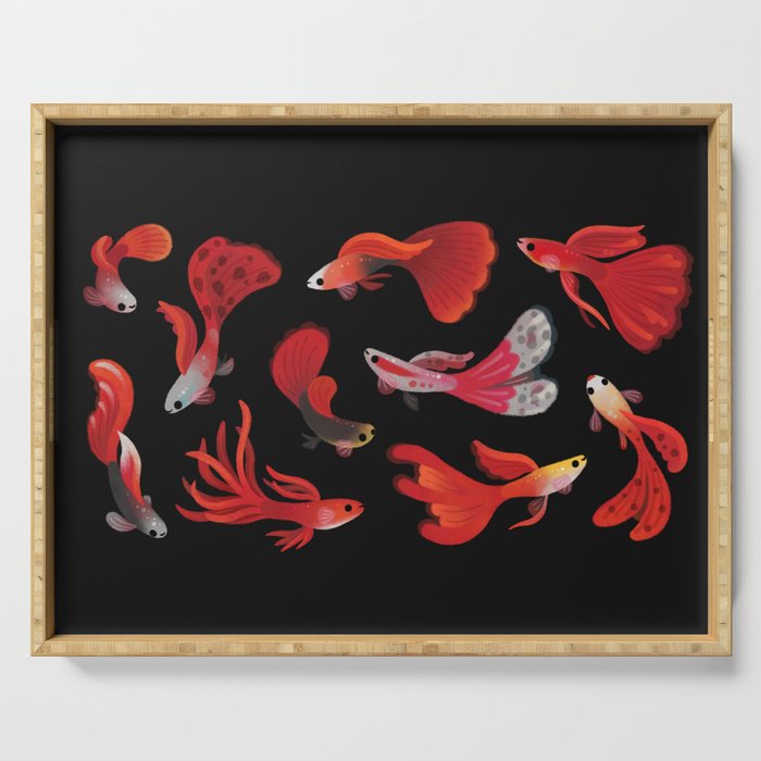 Red guppy Serving Tray Gallery Image 1