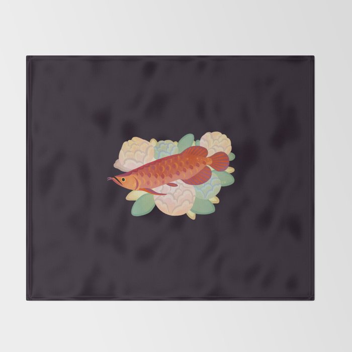 Arowana and peony 3 Throw Blanket Gallery Image 2