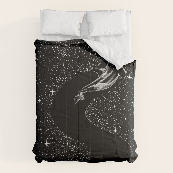 Starry Orca (Black Version) Comforter Gallery Image 6