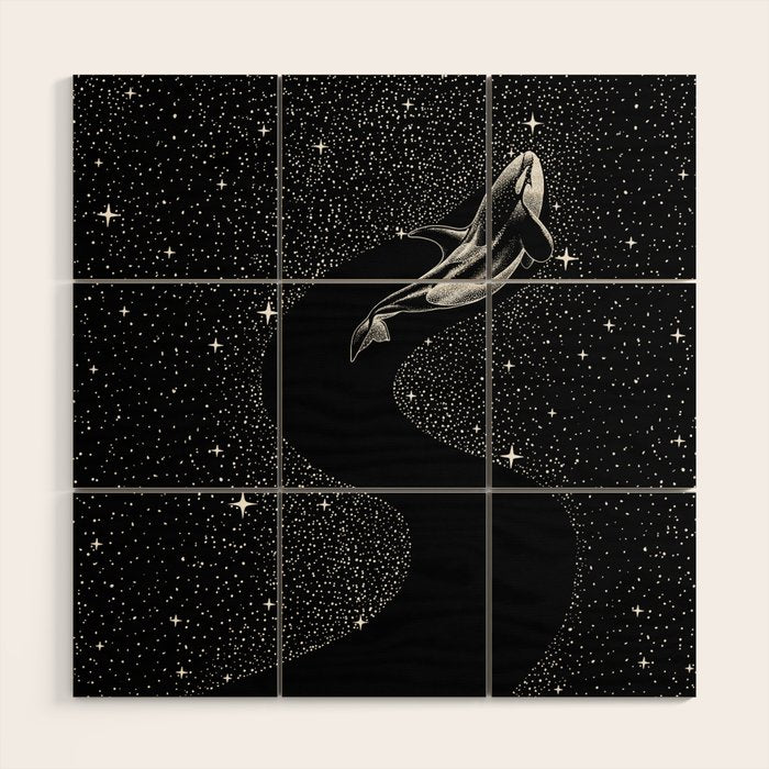 Starry Orca (Black Version) Wood Wall Art Gallery Image 1